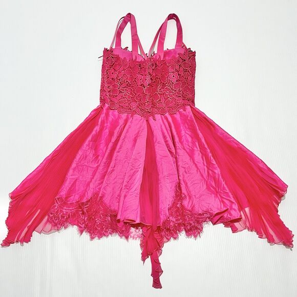 NWT Versace Runway Mini Dress IT 42 US 6 Pink Lace Trim Satin Silk $7,650 - Picture 9 of 16